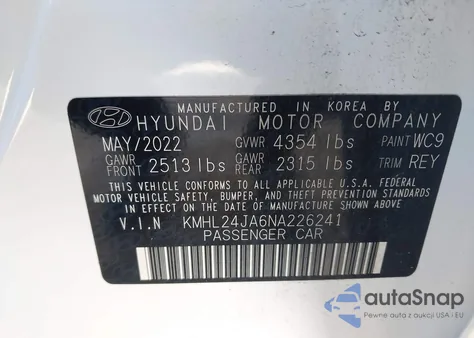 2022 Hyundai Sonata Se from USA, damaged, VIN KMHL24JA6NA226241